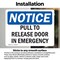 Signmission Pull To Release Door In Emergency, 5 in W x Rectangle, Vinyl Decal OS-2PACK-NS-D-35-L-17914 - alternate 2